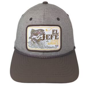 Paramount Snapback Hat Gray Brown Fish Patch OS Rope Trim Adjustable Fishing